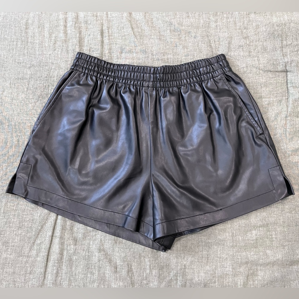 Black Leather Women's Shorts